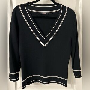 Cyrus Vintage Tennis Sweater, Lovely! Washable Rayon/Nylon, Black Size L/Fits M.